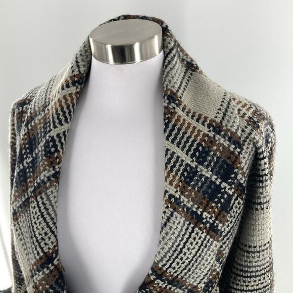 Classiques Entier Womens Gray Black Brown Bias Plaid 3/4 Sleeve Jacket Size S - Picture 4 of 13